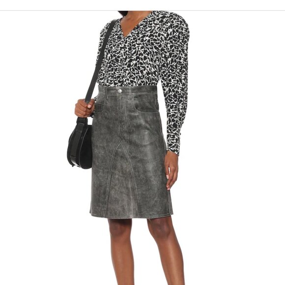 Isabel Marant Etoile Fiali leather midi skirt NWT Size 42 / 10 Lamb Leather
